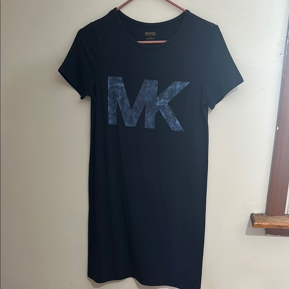 Michael Kors Navy Blue T-shirt Dress with Blue MK Logo - size XS